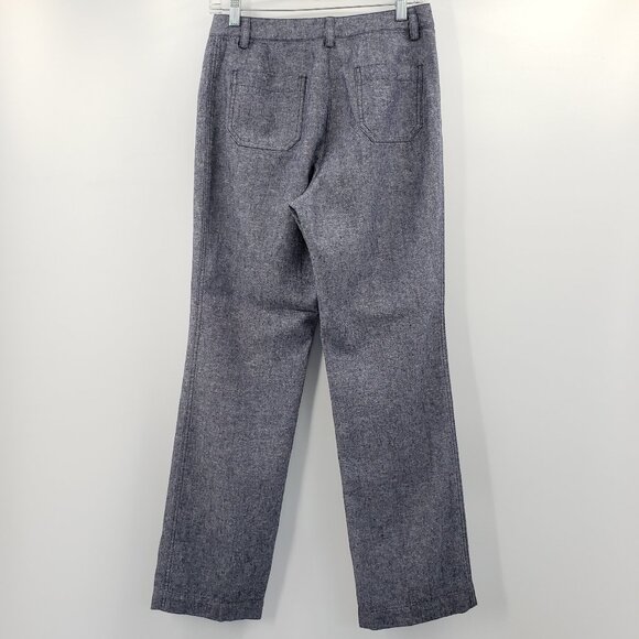 Pendleton Linen Blend Pants Women's 4 Petite Blue Woven Office Work Trousers - Picture 6 of 8